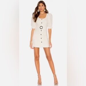 NWT Lovers and Friends Devi White Button Down Mini Dress in White Sz S Linen